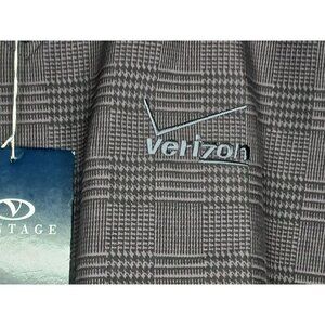 VTG VANTAGE Pullover Windshirt Verizon Logo Golf Black Glen Plaid Check Mens S